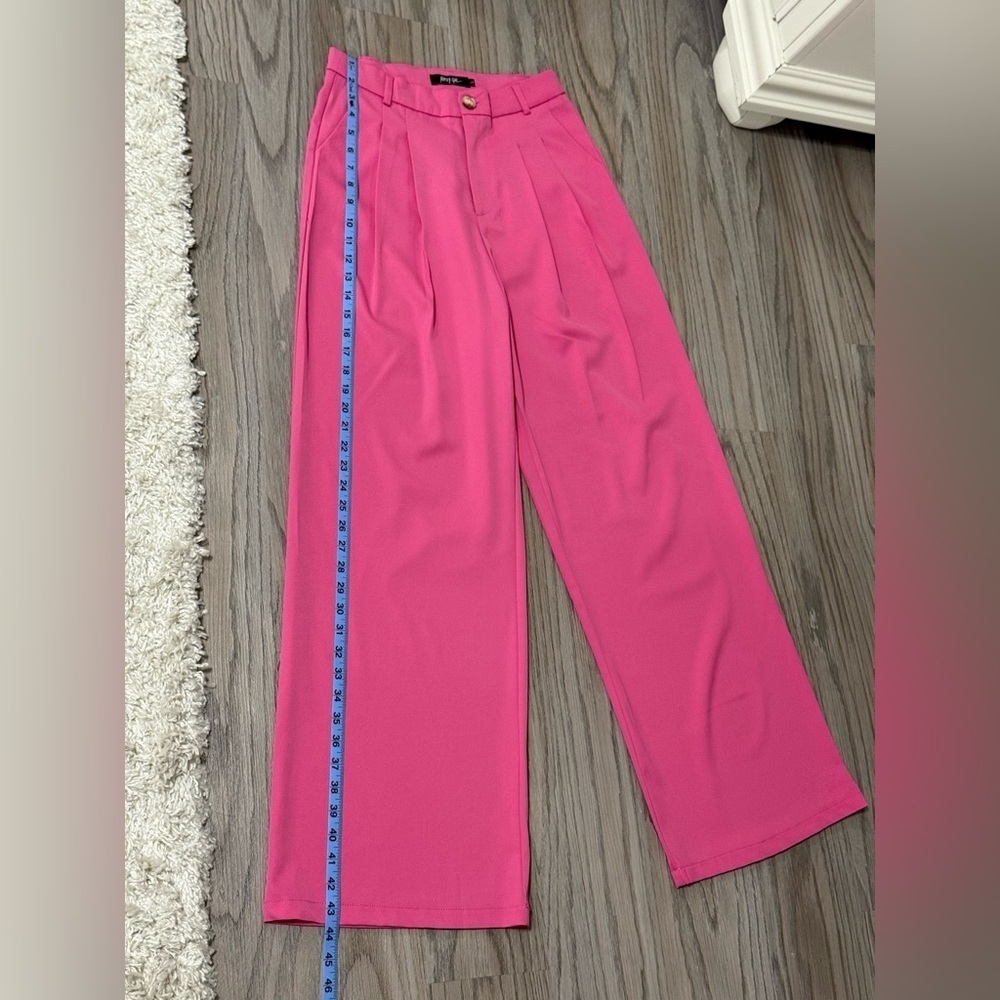 Nasty Gal Elegant High-Waist Pink Wide-Leg Women's Pants - Picture 4 of 11